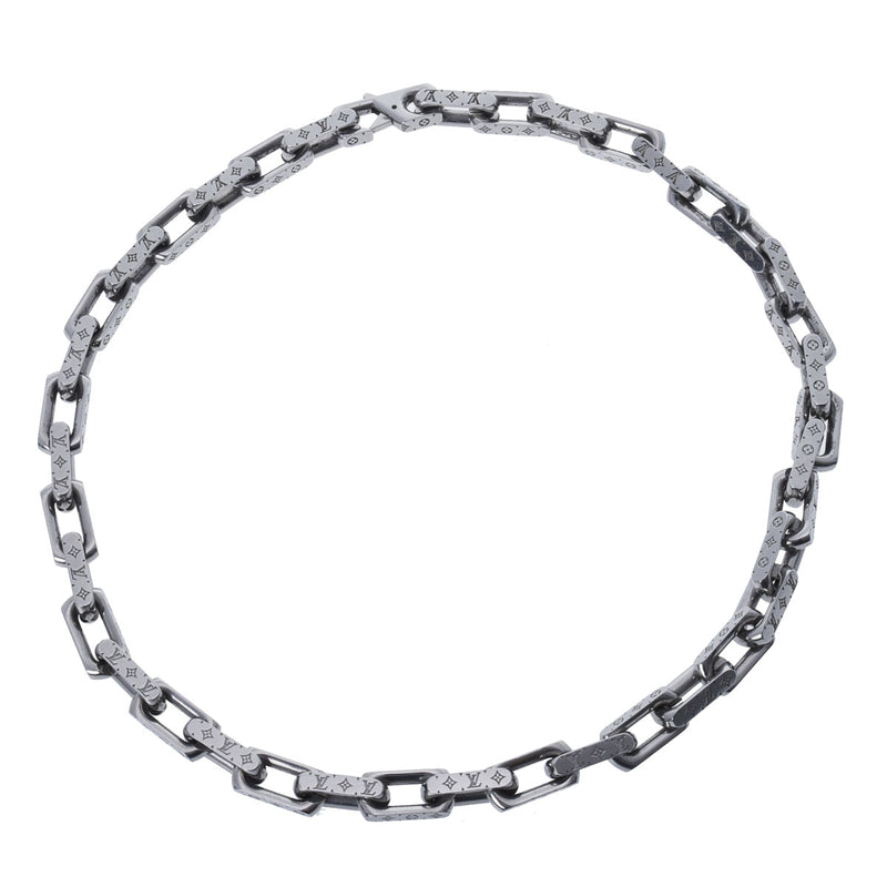 ルイヴィトンコリエ チェーン モノグラム メンズ シルバー ネックレス