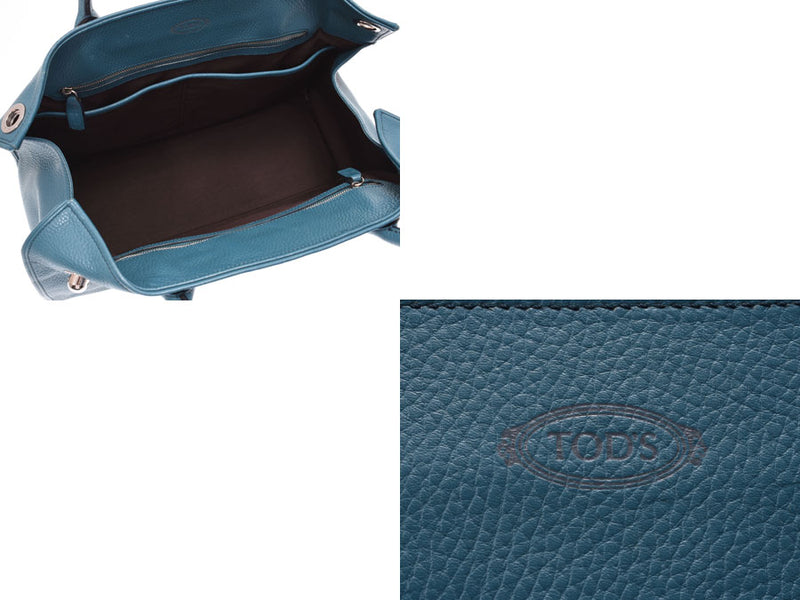 トッズ トートバッグ ブルー レディース メンズ レザー Bランク TODS