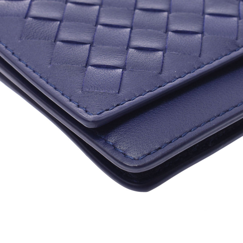 ボッテガヴェネタ名刺入れ イントレチャート パープル系 メンズ レザー