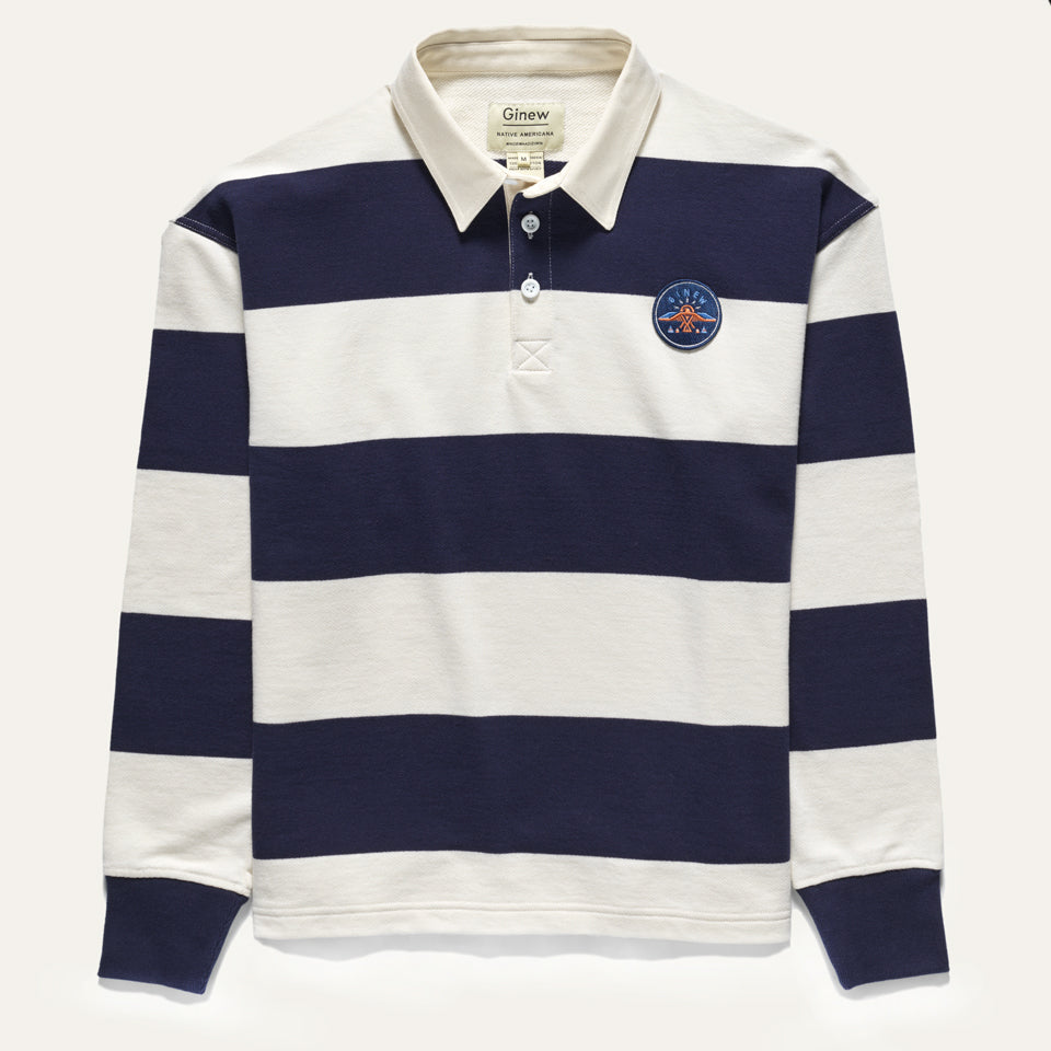 Rugby Thunderbird Shirt Navy Cream Stripe | Ginew USA – ginewusa