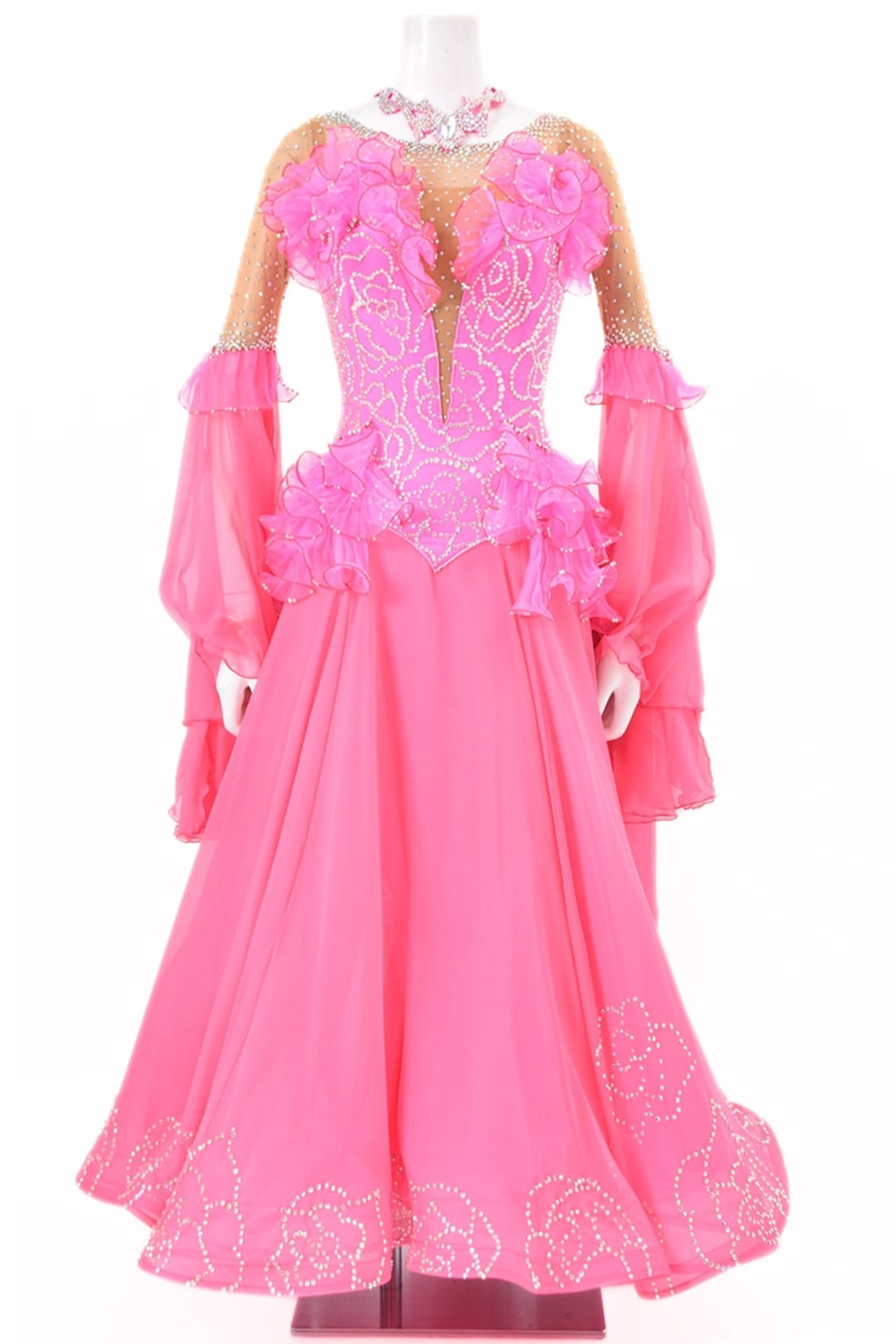 スタンダードドレス WS0730D ピンクフィズ M 社交ダンス モダンドレス