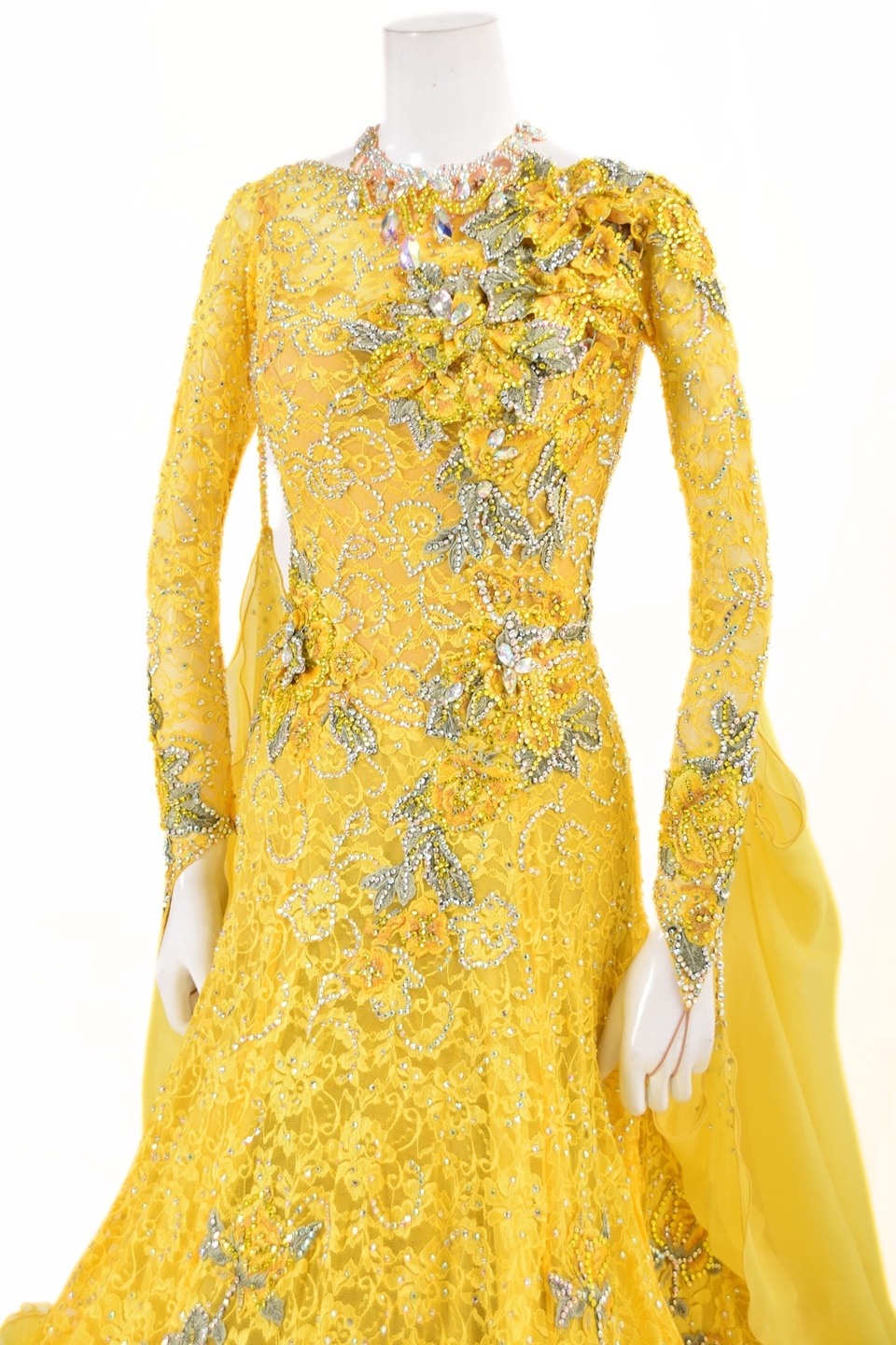 スタンダードドレス WS0731D サフラン M 社交ダンス モダンドレス