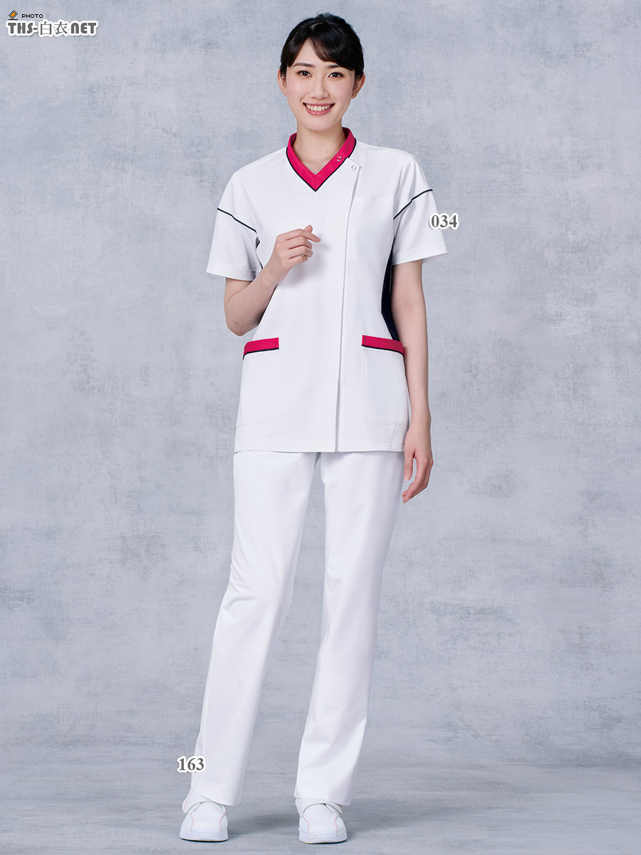 男女兼用スクラブジャケット半袖[KAZEN製品] 034｜THS-白衣通販・販売