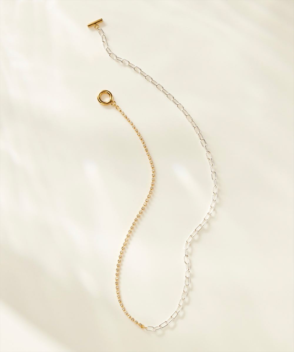 SV925〉〈K18GP〉ダイヤラインMixチェーンネックレス - 12Twelve