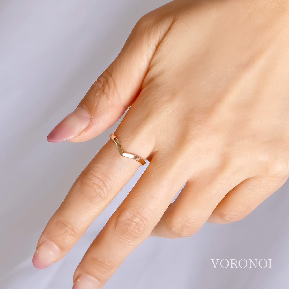 K18/Pt950 V字リング