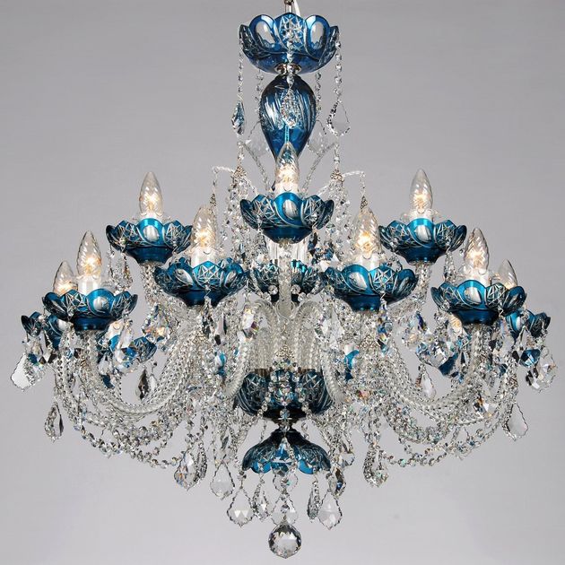 スワロフスキー シャンデリア CH－15GA－ブルー/15灯/青い高級