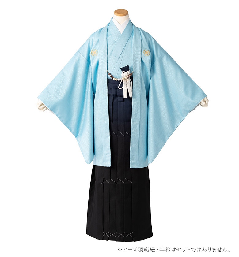 ジュニア男羽織袴セット ポリ 水色 13才 85cm 中国製 | ジュニア和装