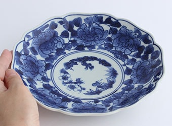 萌窯 六寸輪花皿（ぼたん唐草）｜九谷焼のうつわ｜和食器通販 じろや