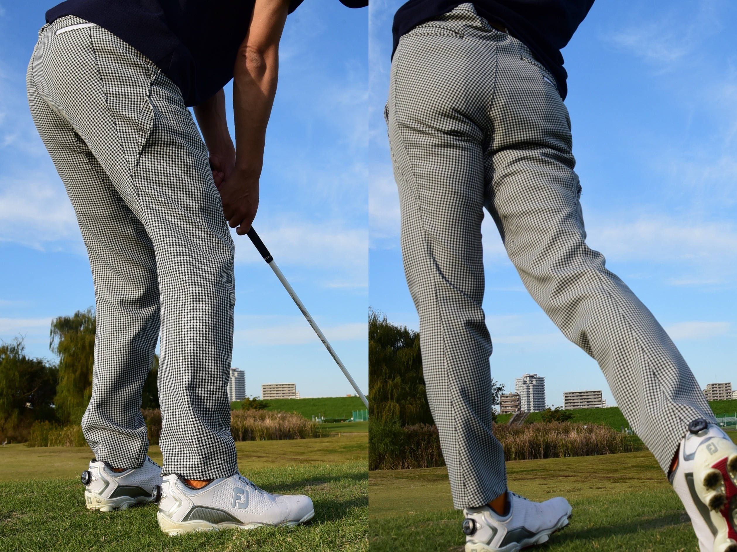 装いを1段階レベルアップ】HOSU 立体動体裁断 千鳥格子柄 パンツ