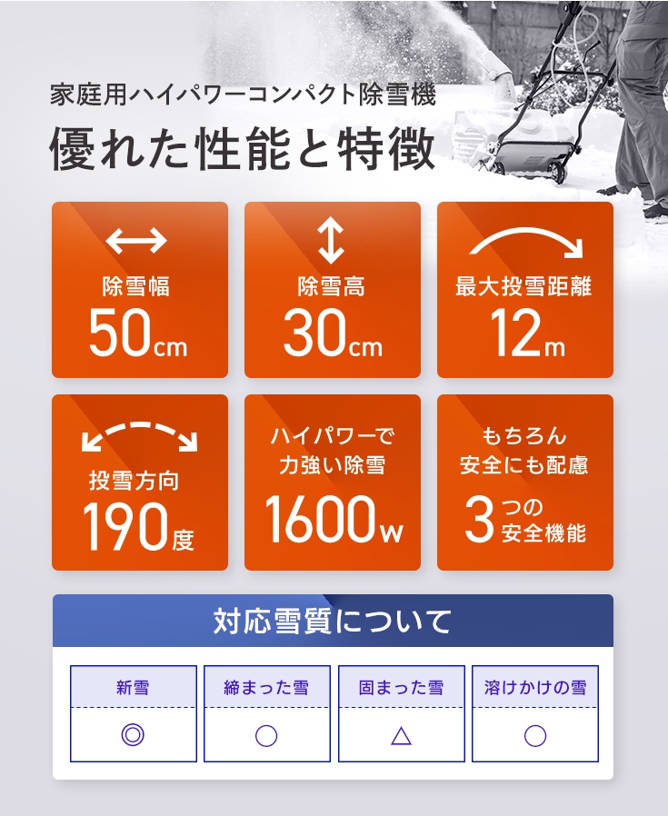 電動除雪機 （本体のみ／延長コードなし） HG-K1650 | 除雪機,電動除雪