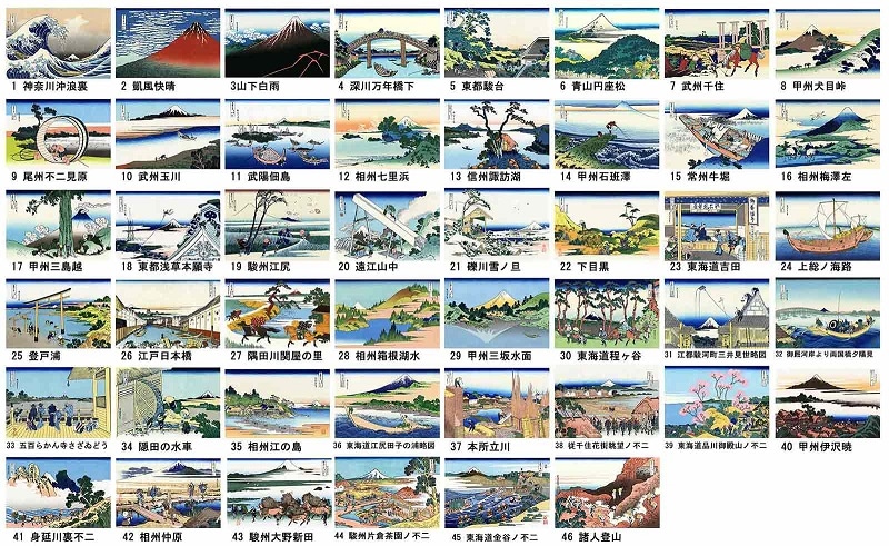葛飾北斎 冨嶽三十六景 （富嶽三十六景） 四十六図 完全コレクション