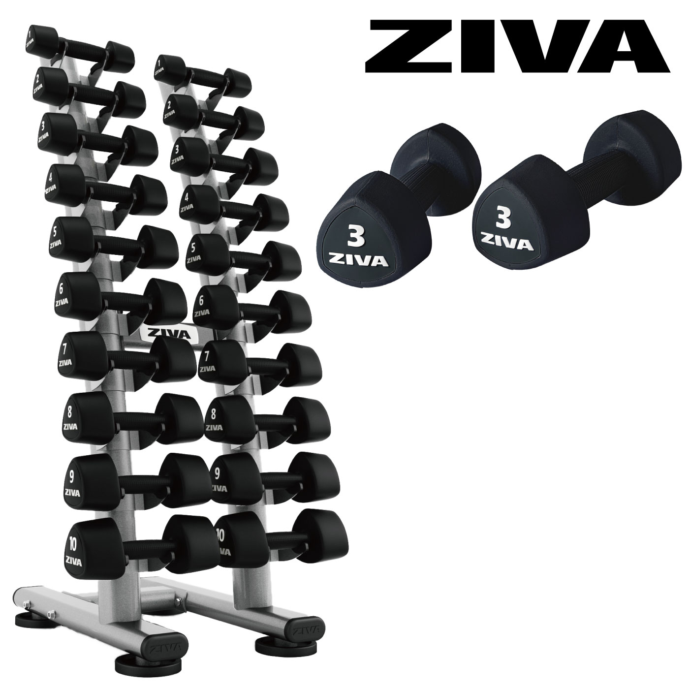 ウレタンスタジオトライベル10ペア＋10ペアスタジオダンベルラック