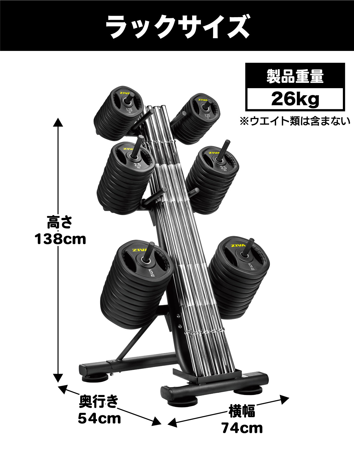 ST スタジオバーベルラック（10セット収納）｜業務用スタジオバーベル