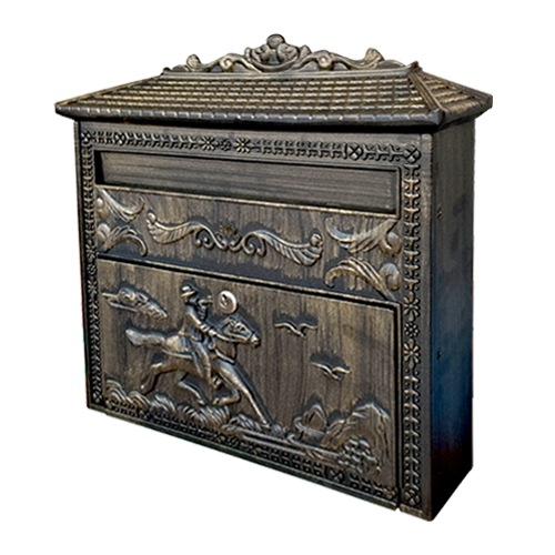 ポスト 壁付け 壁掛け 鍵付き おしゃれ アルミ カーキ アンティーク