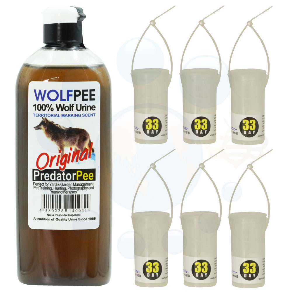 忌避剤 ウルフピー液体 340ml＋専用ディスペンサー 6個入 セット クマ