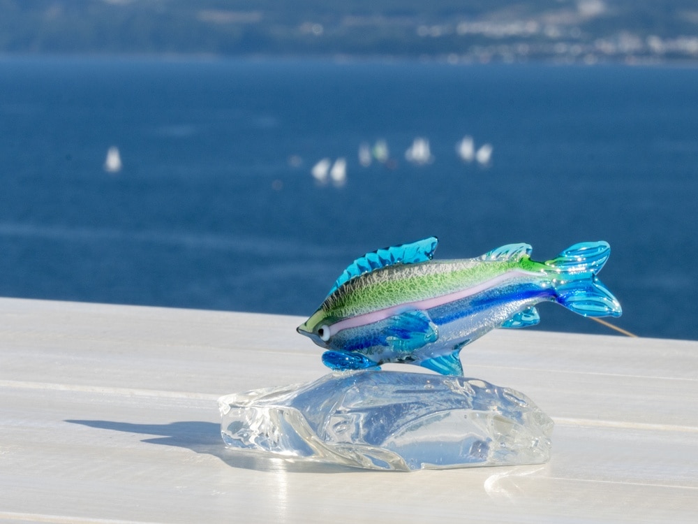 新品 海と熱帯魚 ヴィンテージ ステンドグラス 箱付き フィッシュ