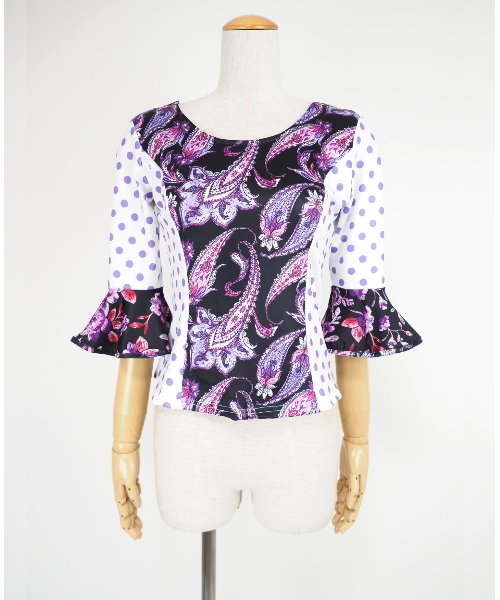 フラメンコファルダ デザインファルダ ブラック×パープル 【フラメンコ