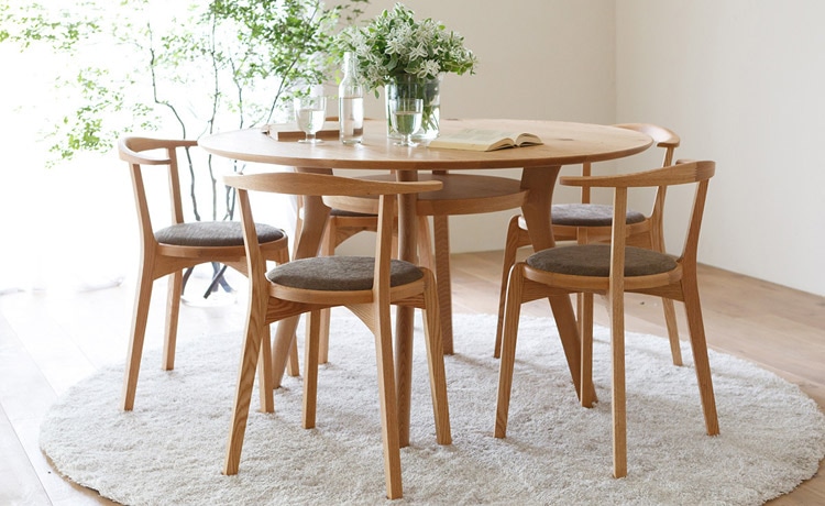 AGILE(アジレ) 丸テーブル ダイニングテーブル オーク材 無垢 円形 91