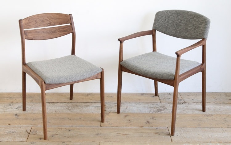 ノース ダイニングチェア/椅子(アームチェア) 無垢材 ウォールナット