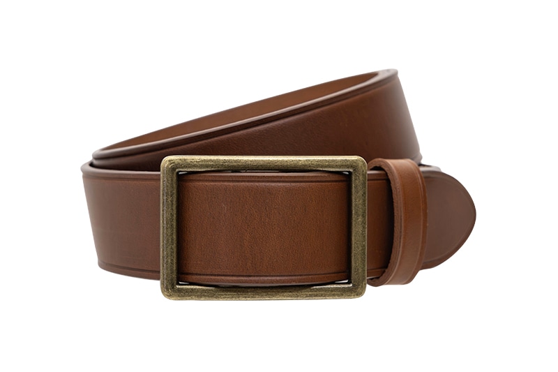 革カジュアルベルト メンズ BEXLEY BROWN ホールレスベルト ブラウン