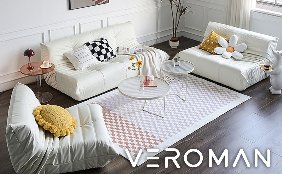 2人掛け] VeroMan レザー調 トーゴ ソファ ウレタン フロアソファ