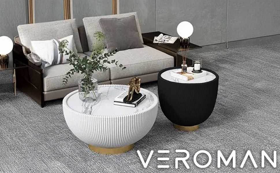 2点セット] VeroMan サイドテーブルセット サイドテーブル 2点 大理石