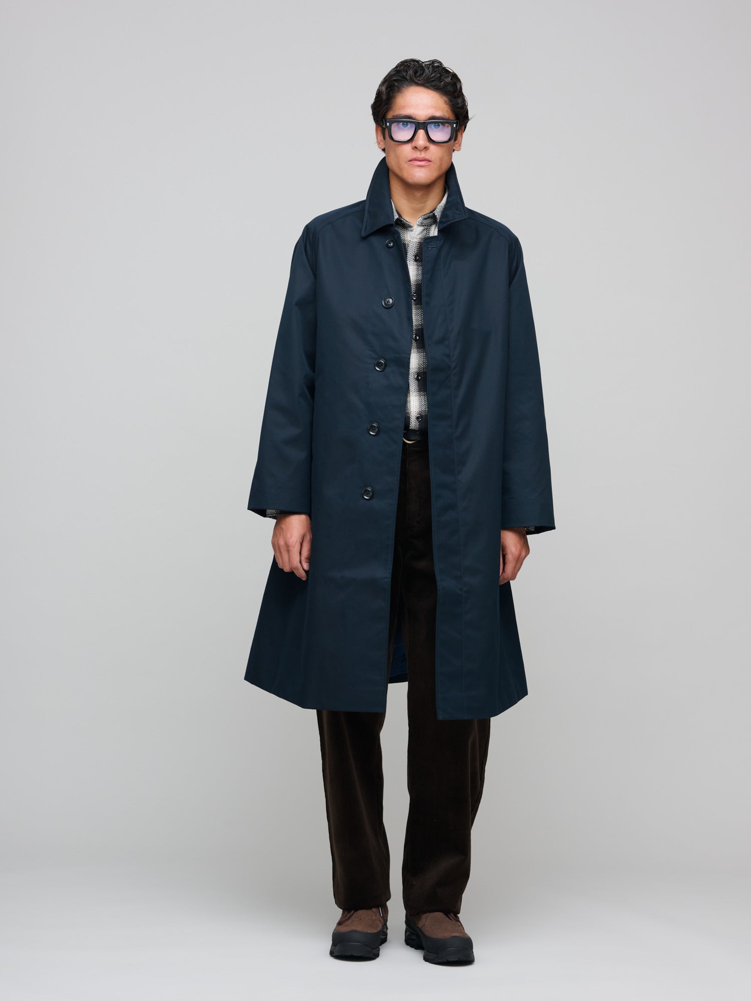 2L Cotton GORE-TEX Balmacaan Coat, Navy – Goods