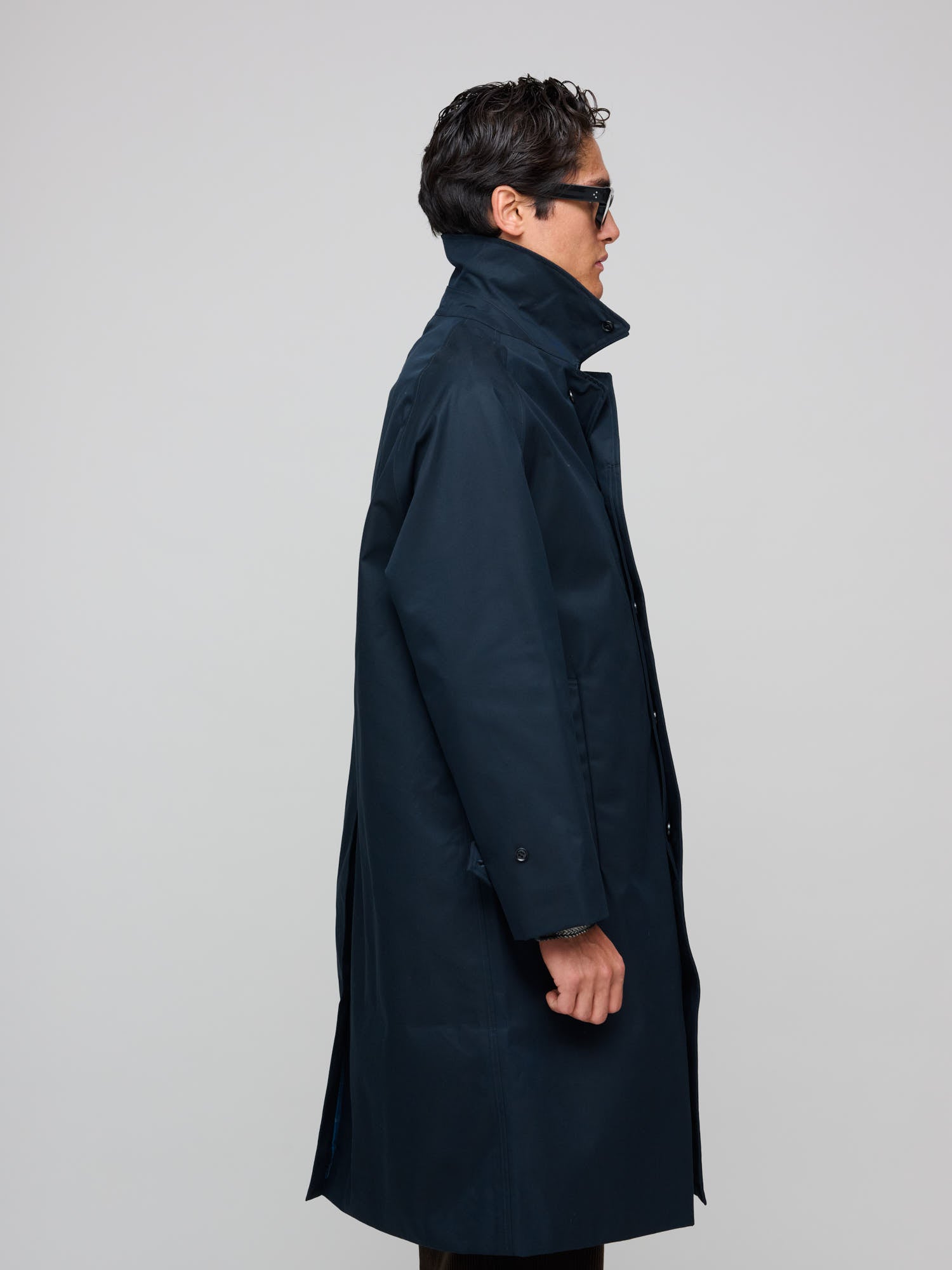 2L Cotton GORE-TEX Balmacaan Coat, Navy – Goods