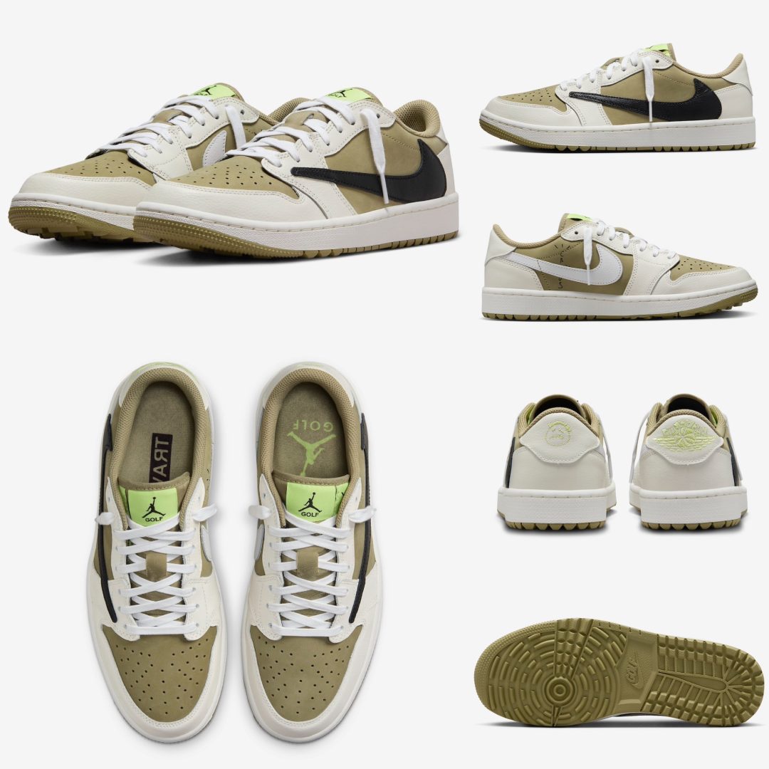TRAVIS SCOTT × NIKE AIR JORDAN 1 LOW GOLF NEUTRAL OLIVEが10/13に