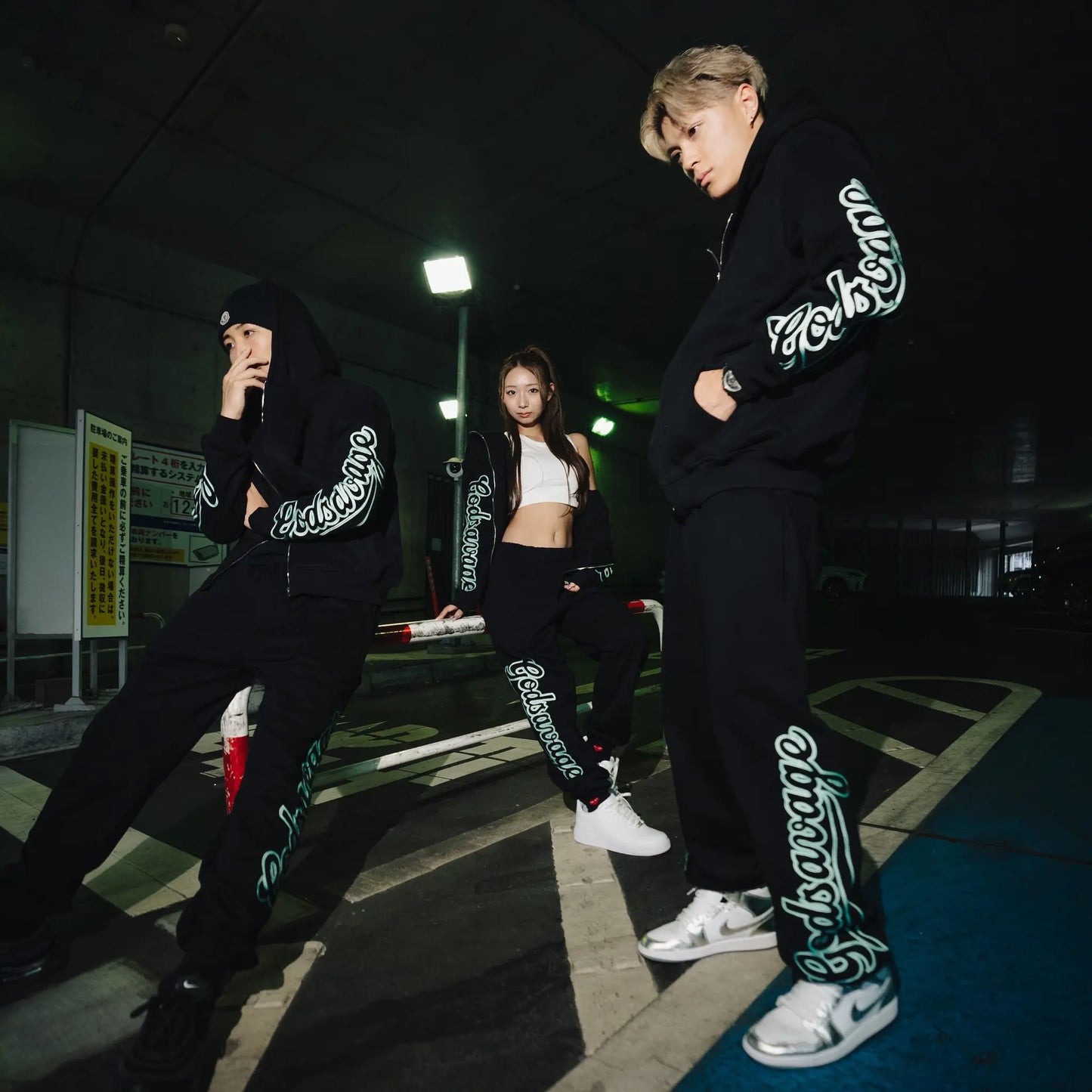 WAVY SLEEVE LOGO ZIP HOODIE - BLACK & MINT – god savage