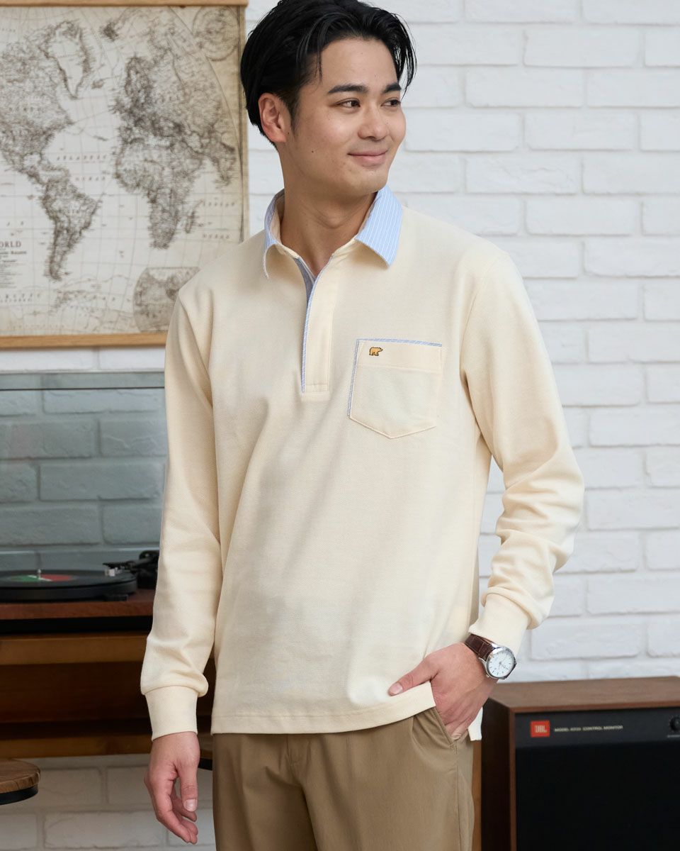 Golden Bear長袖布帛襟ポロシャツ | ゴールデンベアストア