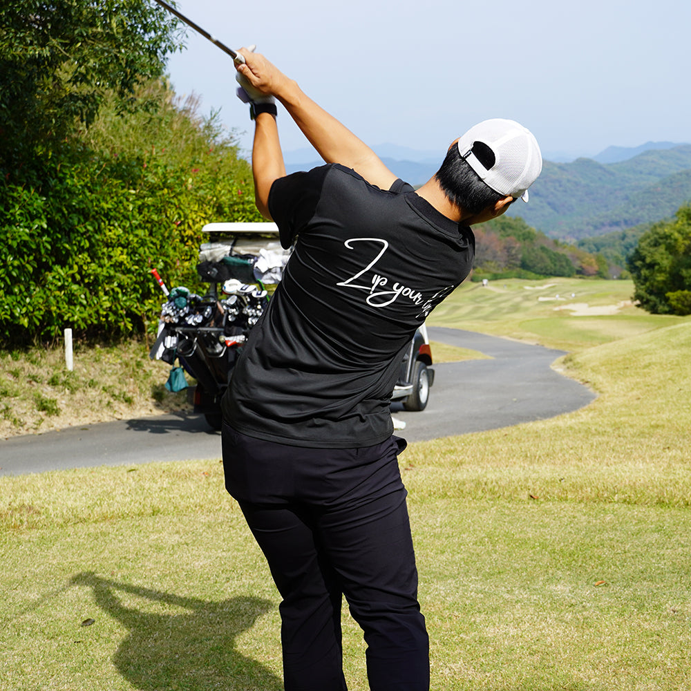 ゴルフフリークス】Mockneck logo sleeve shirts(モックネックロゴ半袖