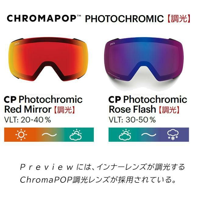 SMITH スミス ゴーグル PREVIEW BLACK 25-26 プレビュー 調光レンズ