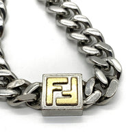 FENDI フェンディ FFロゴ 喜平チェーンネックレス パラジウム ゴールド
