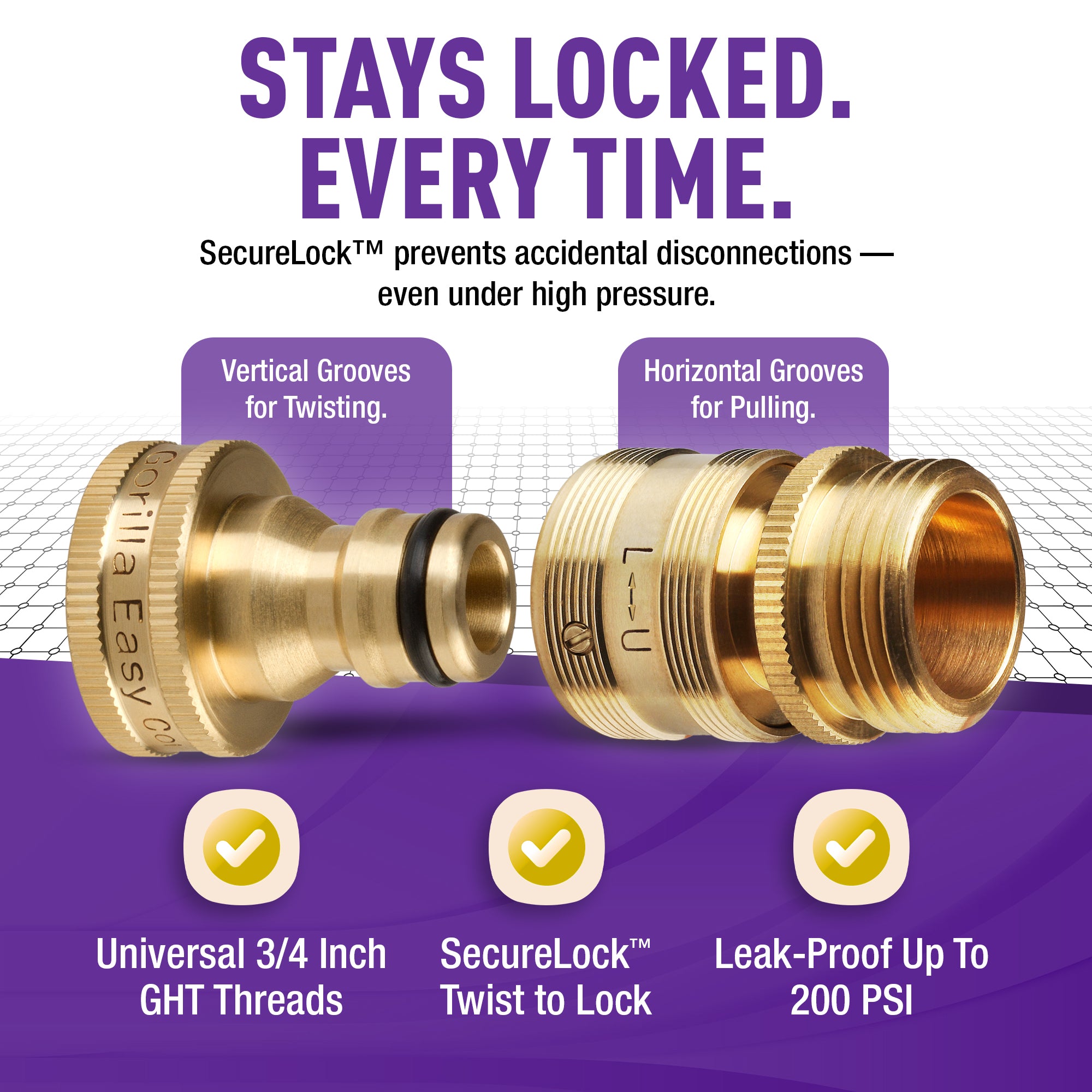 GORILLA EASY CONNECT® Solid Brass Quick Connect Set with