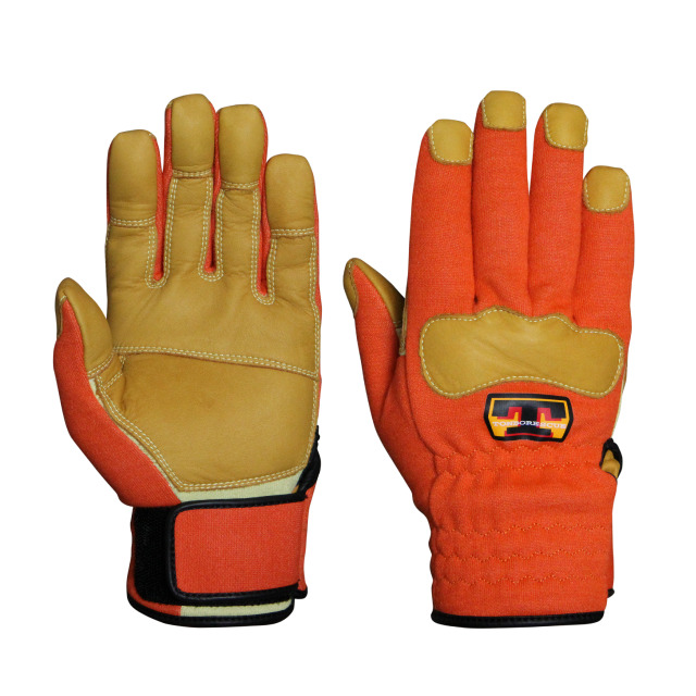 トンボレスキュー 耐切創手袋 防火手袋 アラミド繊維 牛革 拳革補強