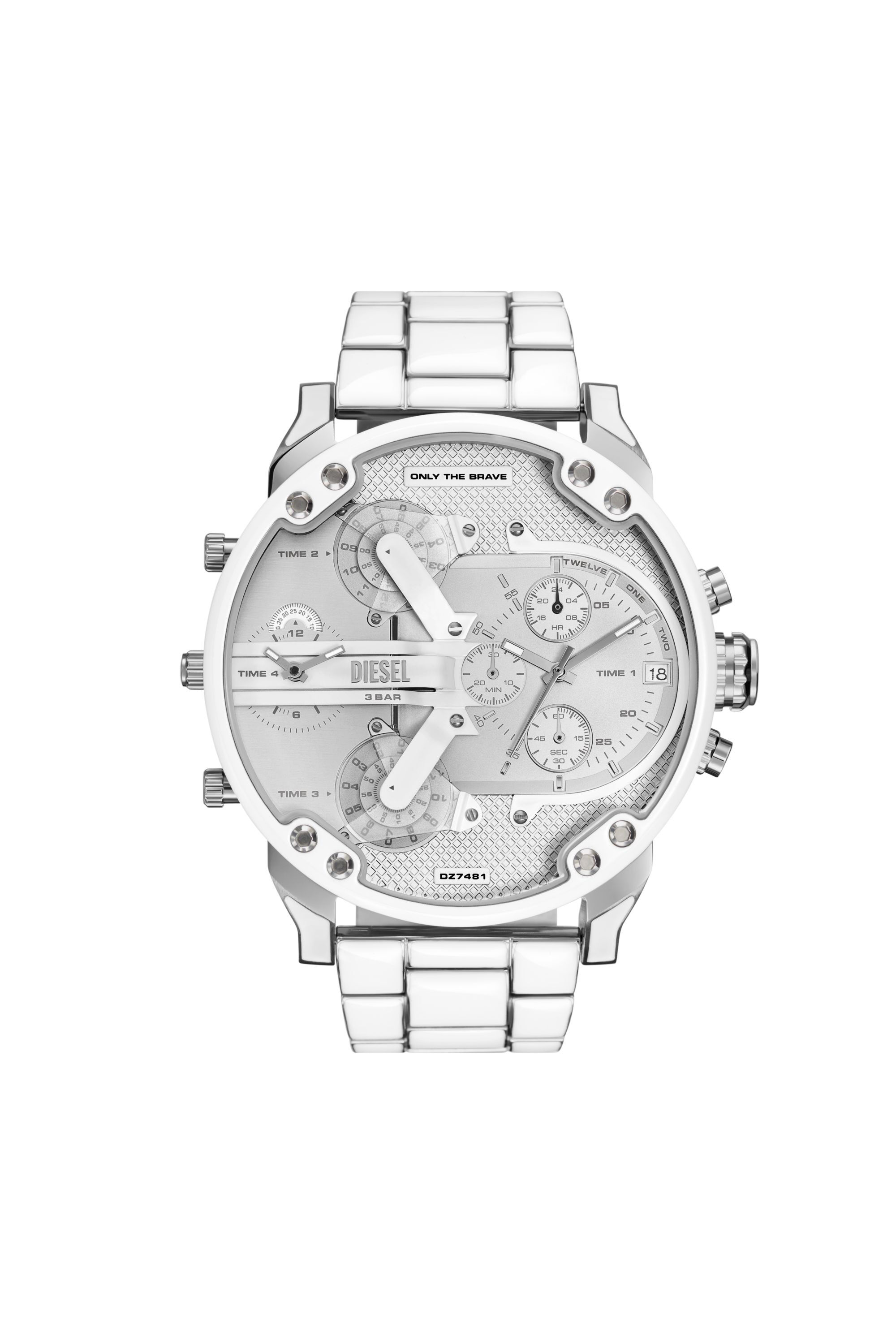 Men's Mr. Daddy 2.0 white and stainless steel watch | Silver | Diesel