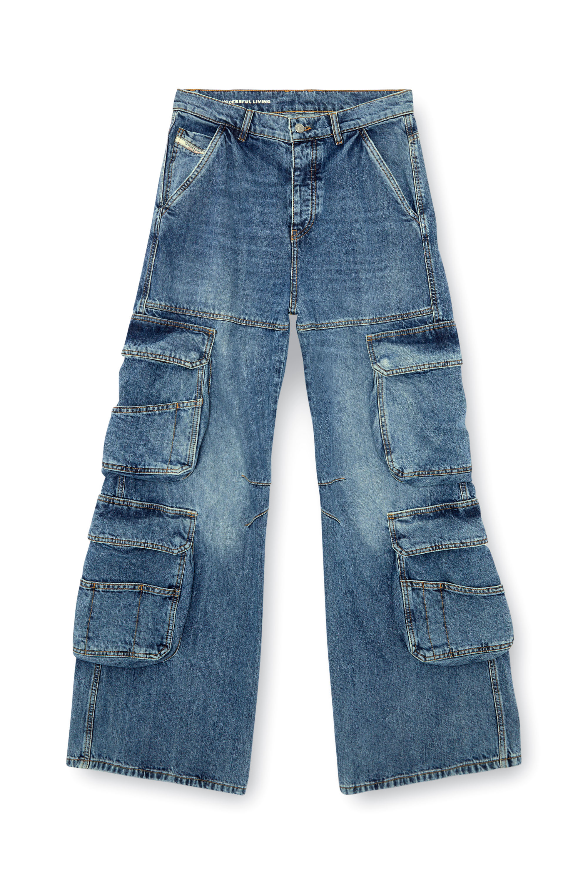 1996 D-Sire Women: Cargo Jeans with pockets, medium blue | Diesel