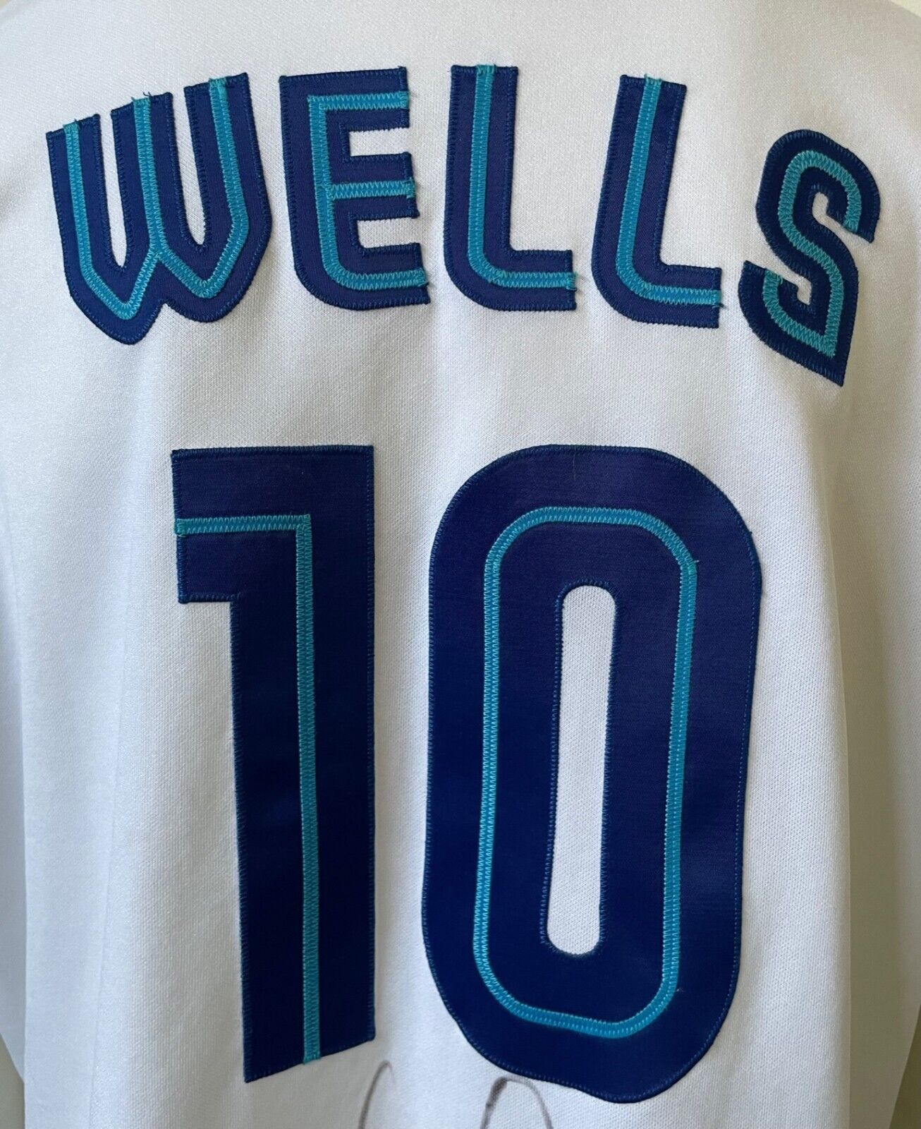 Vernon Wells Game Used Autographed Majestic Toronto Blue Jays