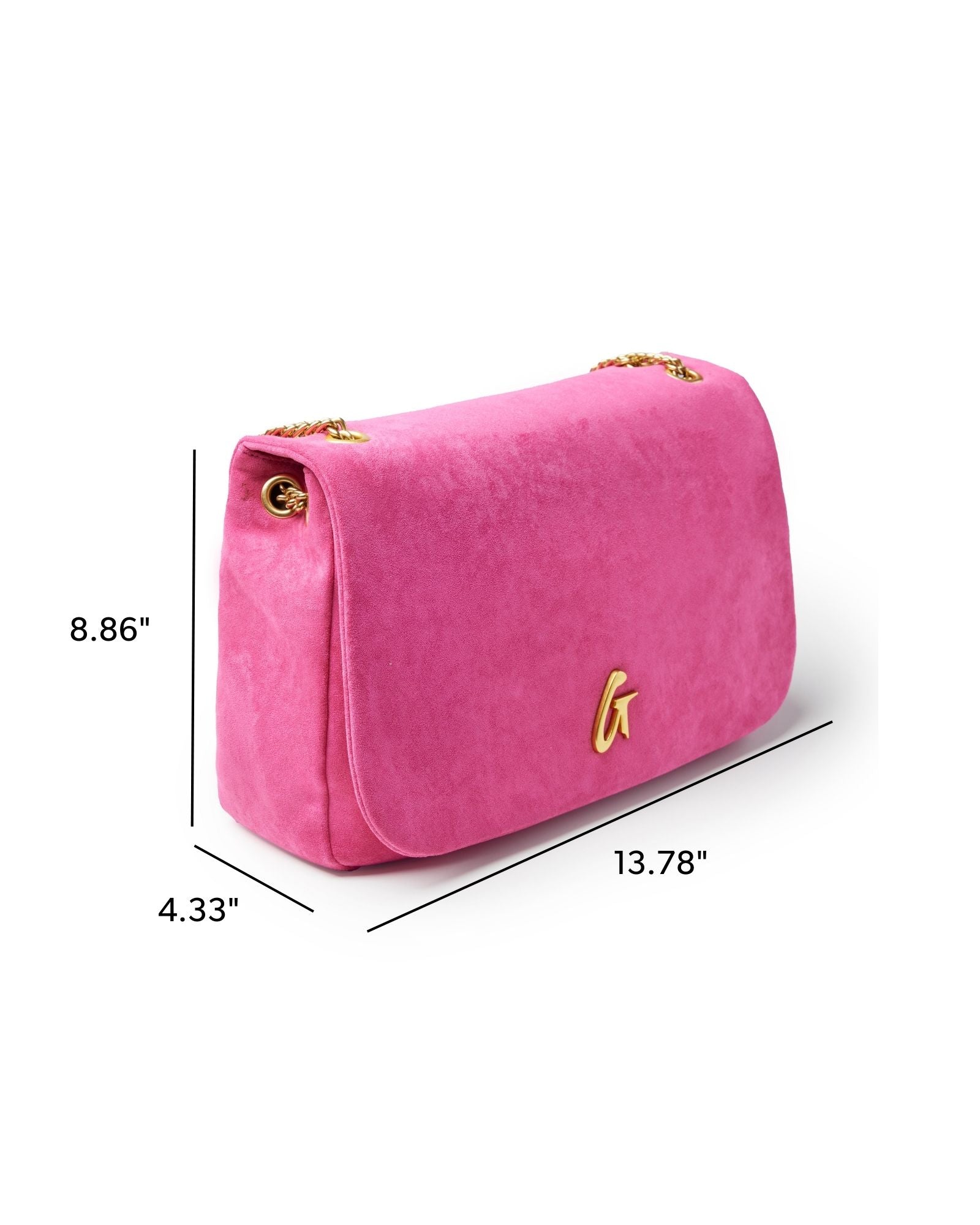 Medium Suede Flap Bag | Hot Pink | Vegan Suede | 3 Compartments