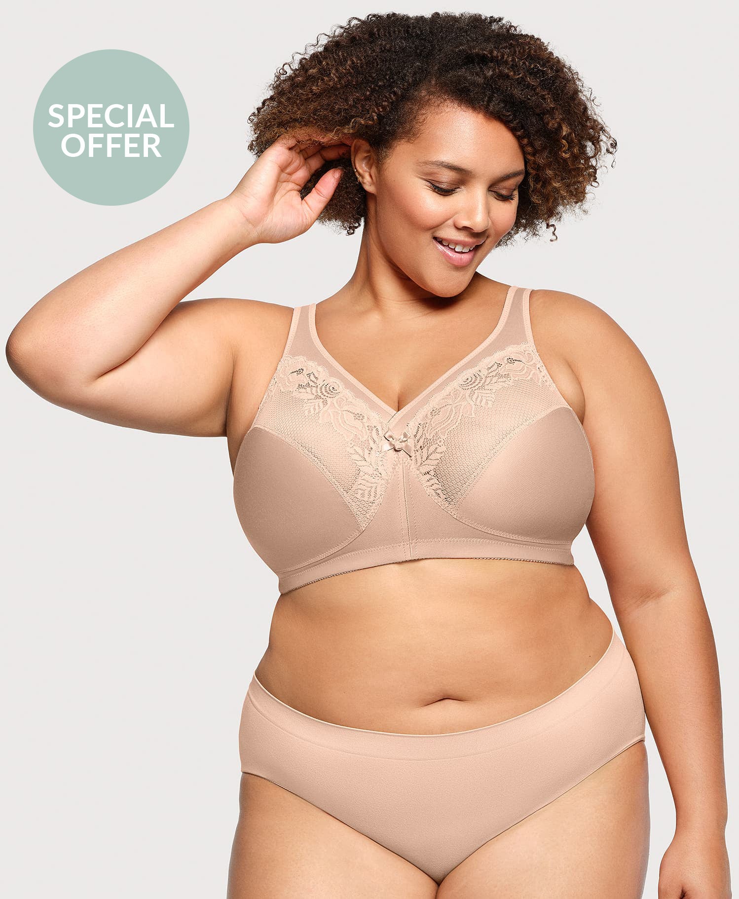 Glamorise MagicLift Minimizer Bra Cafe | Glamorise
