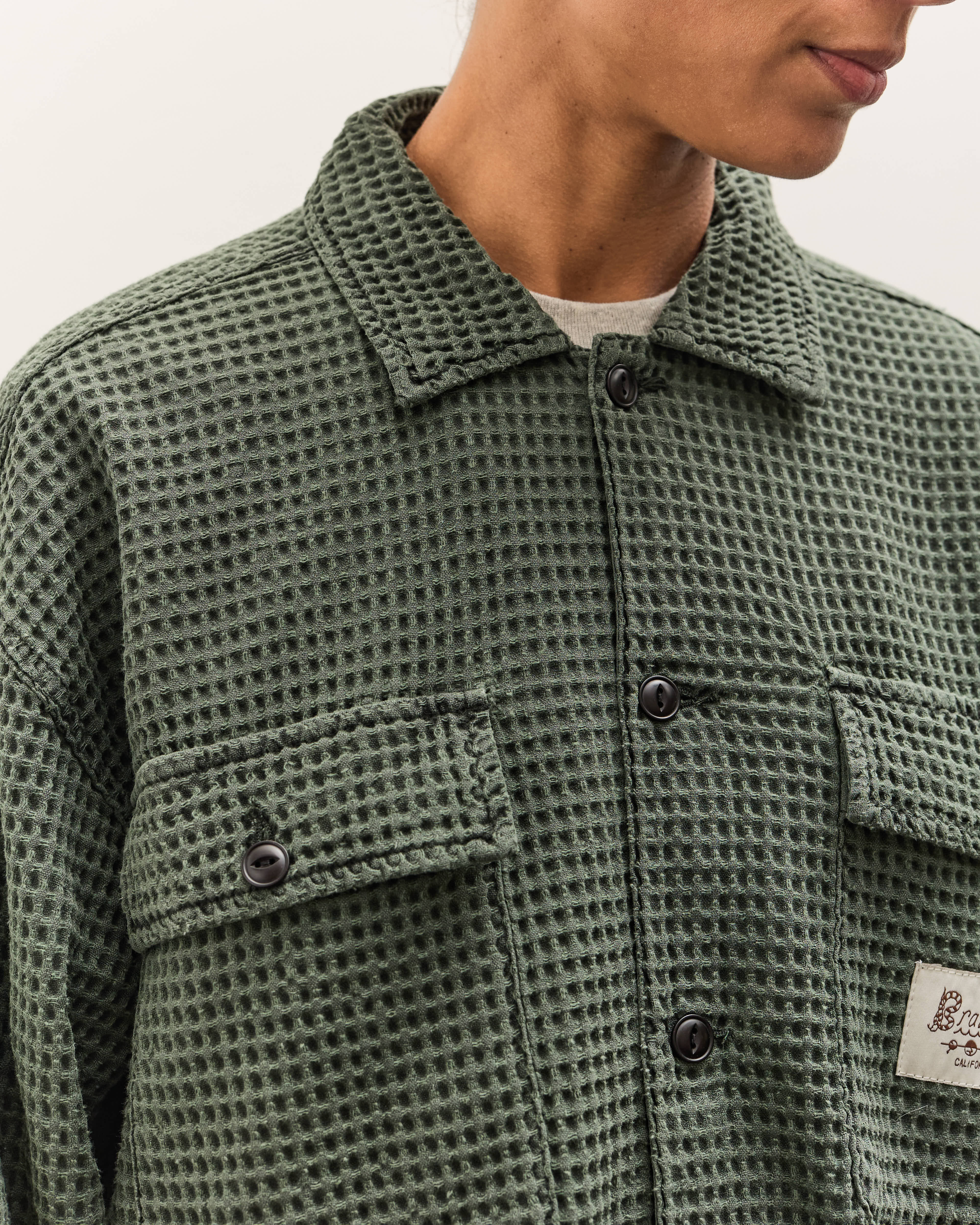 Brain Dead Waffle Button Front Shirt, Dark Green – Glasswing
