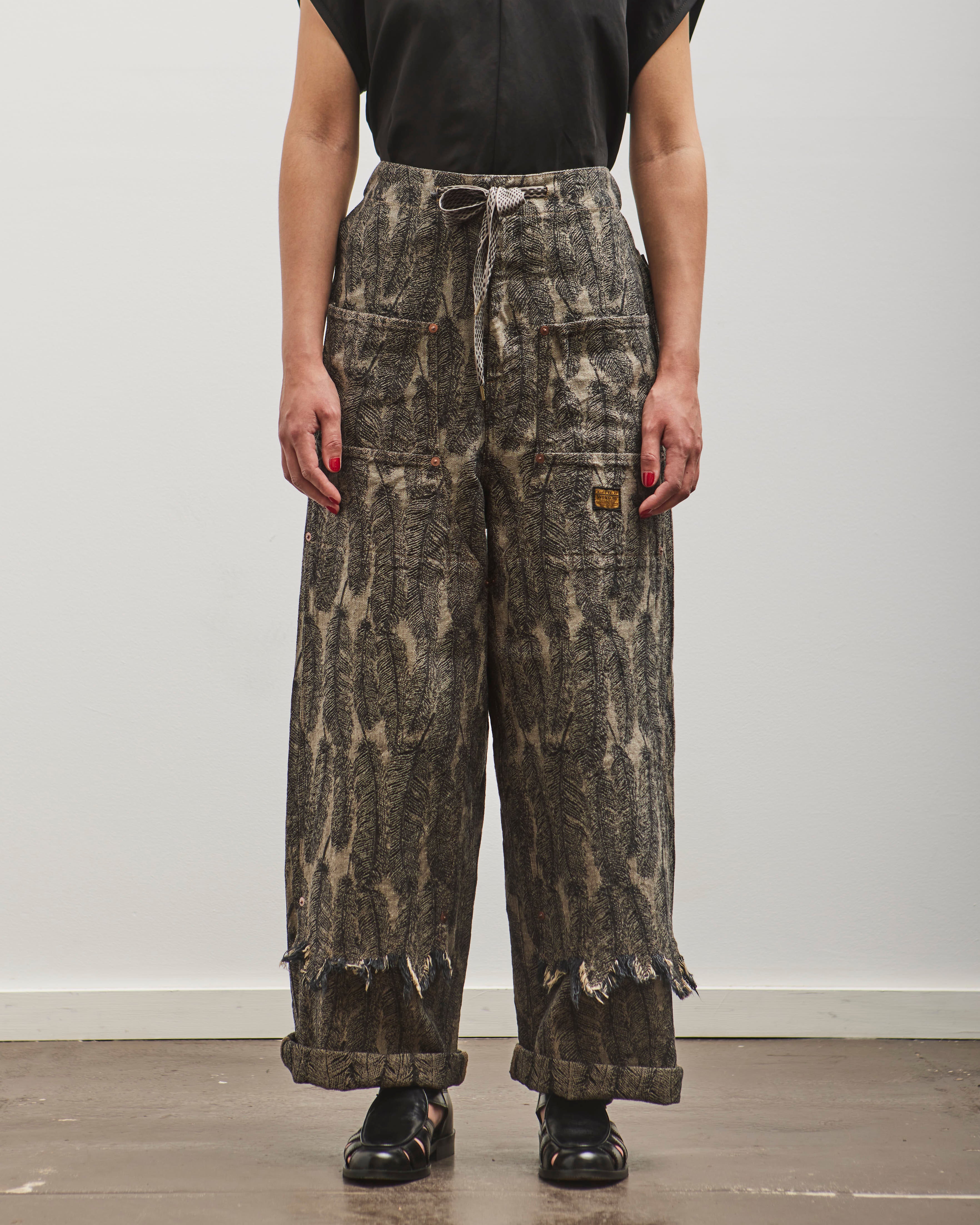 Kapital 12oz MAGPIE Denim W-Knee Easy Baggy Pants, BLKxBE – Glasswing