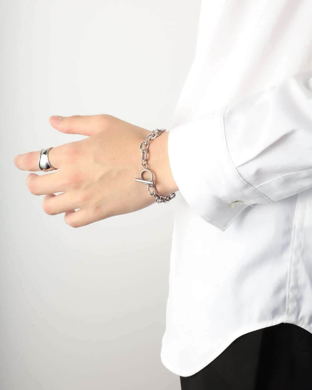 Cable chain bracele & Stone ring Set ブレスレット＆リング