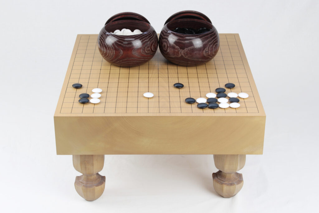 本桂｜碁盤30号脚付 3点セット｜本蛤碁石28号／栗碁笥
