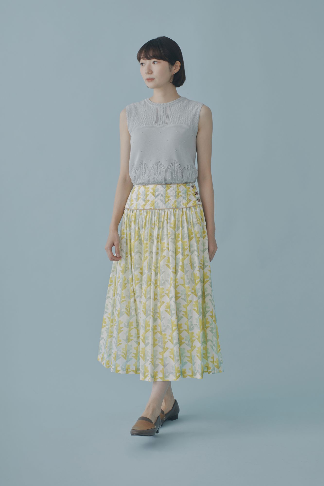 twin flower ヨーク切り替えスカート - minä perhonen