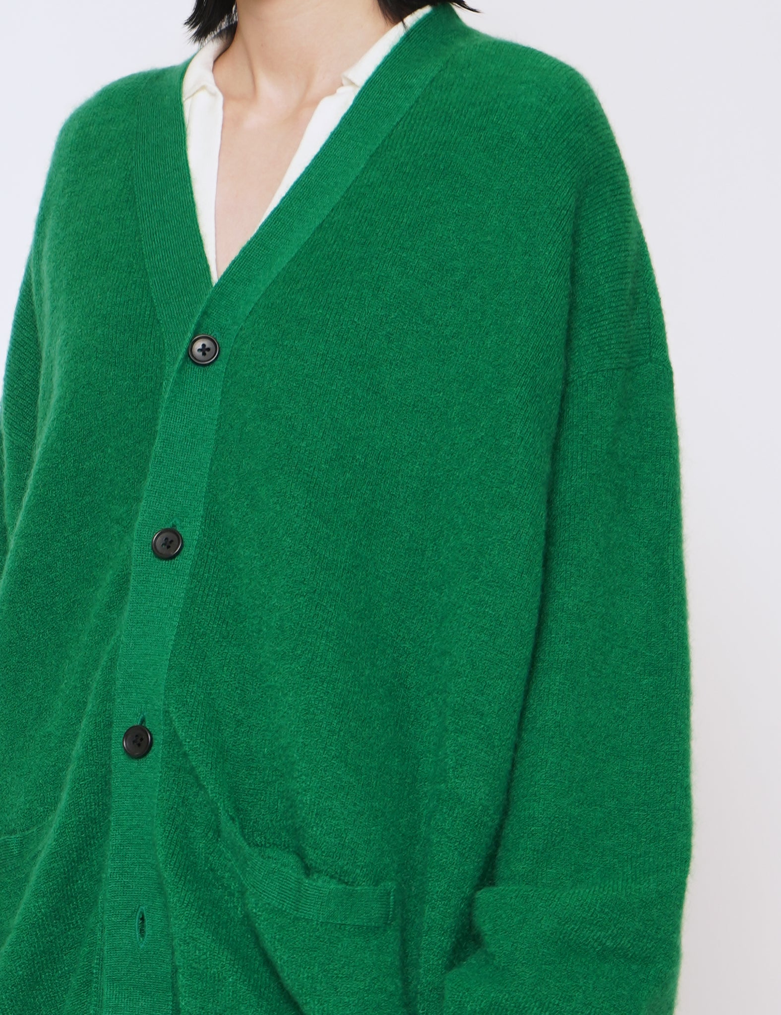 stein GREEN EXTRA FINE KID MOHAIR CARDIGAN