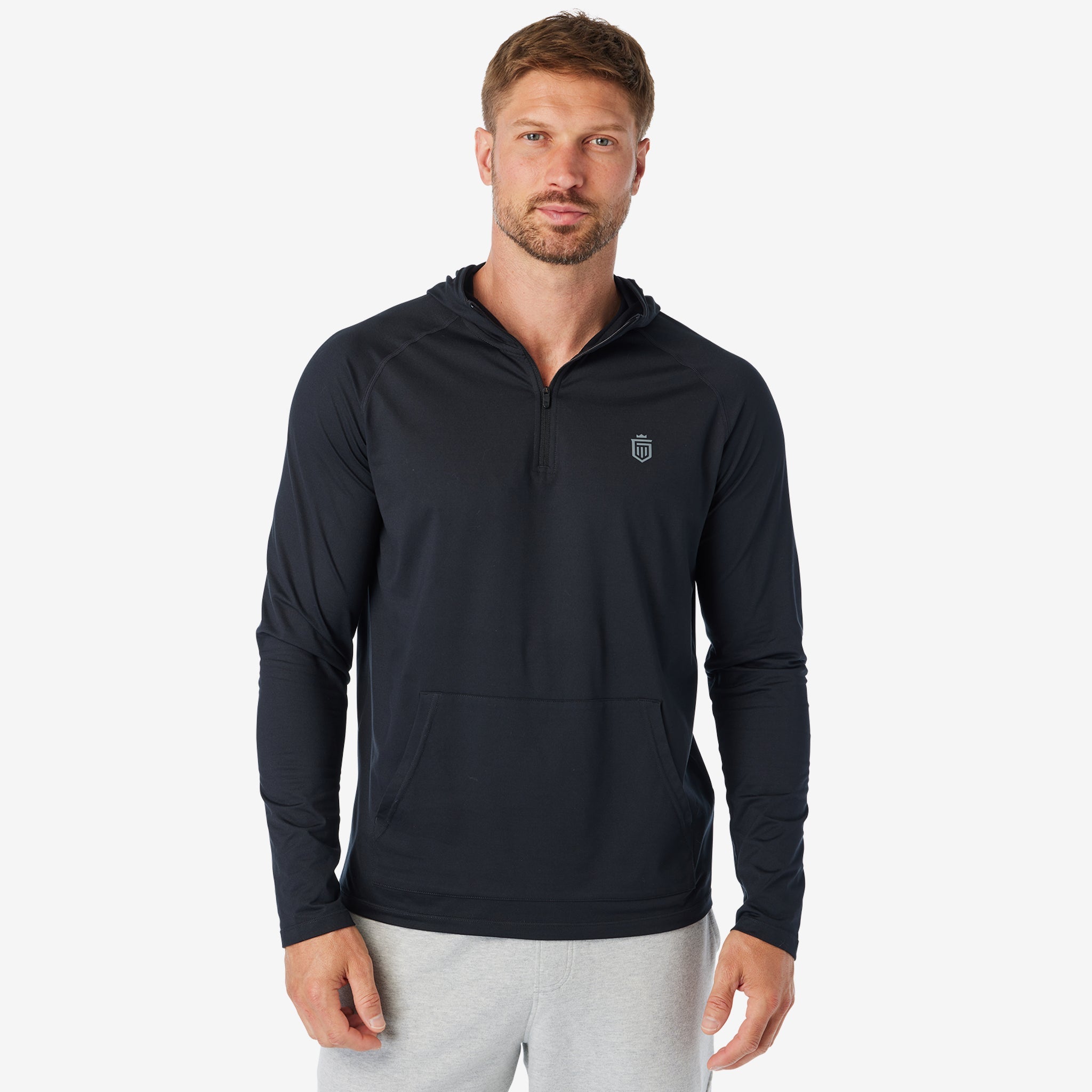 Core Tech Quarter Zip Hood - FINAL SALE Black – Greatness Wins