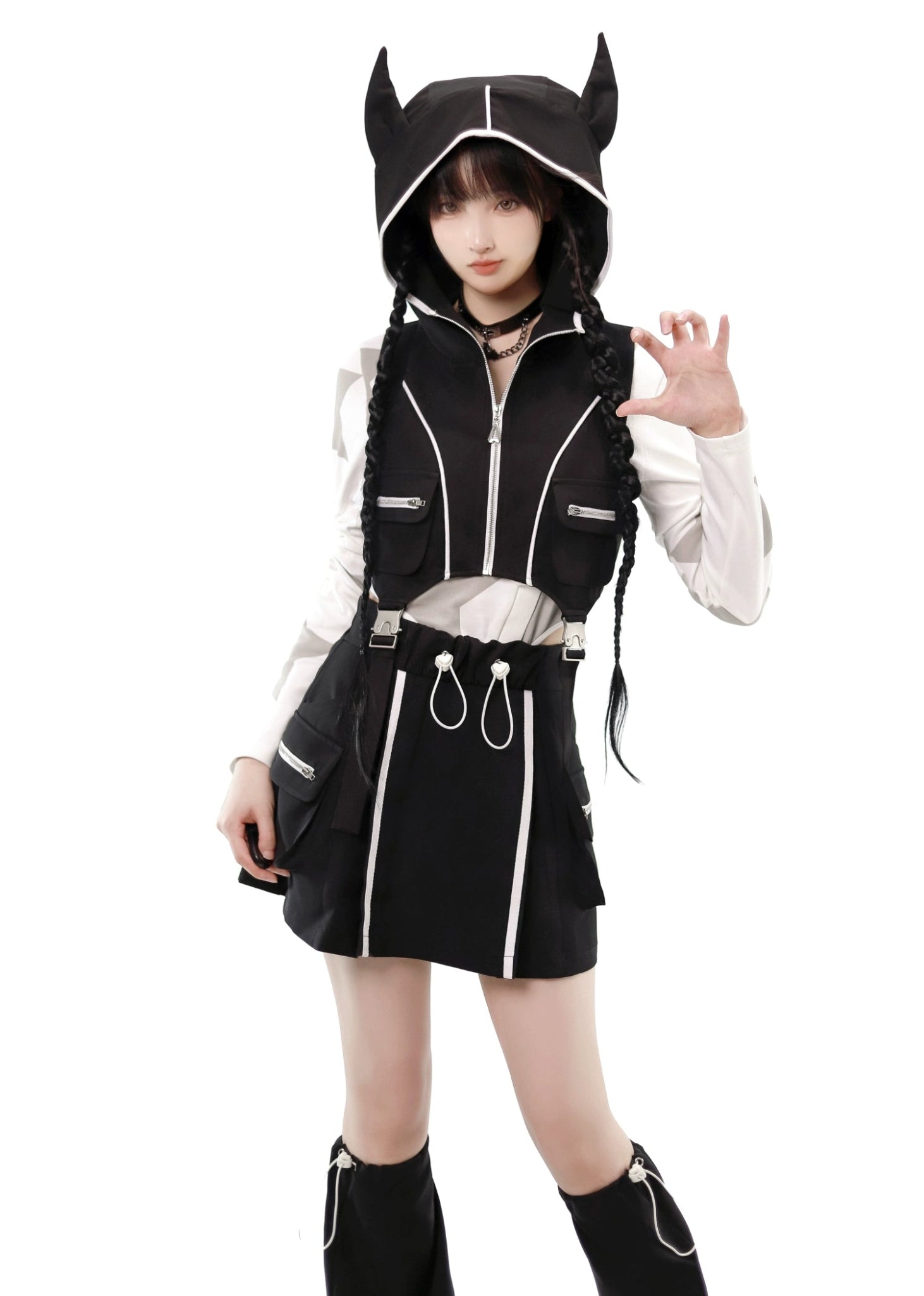 星空を駆け抜ける小悪魔のY2Kセットアップ – 個性的なファッション通販