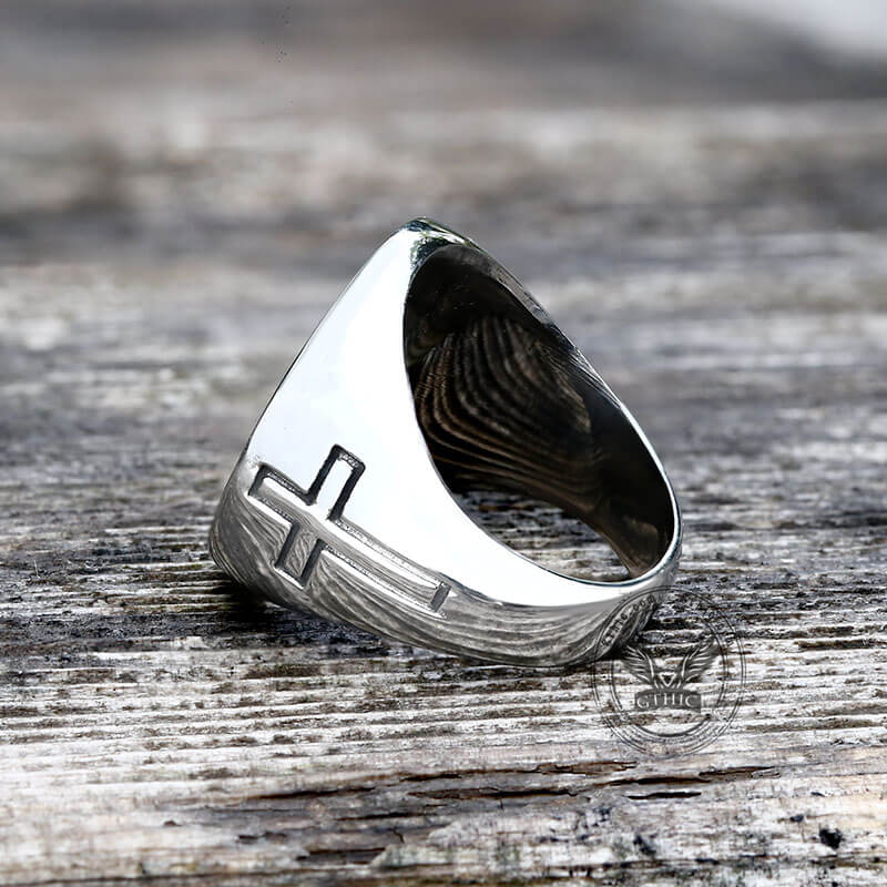 Jesus Christ Stainless Steel Cross Ring – GTHIC